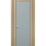 Solid French Door Frosted Glass | Planum 2102 Honey Ash | Single Regular Panel Frame Trims Handle | Bathroom Bedroom Sturdy Doors