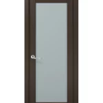 Solid French Door Frosted Glass | Planum 2102 Chocolate Ash | Single Regular Panel Frame Trims Handle | Bathroom Bedroom Sturdy Doors