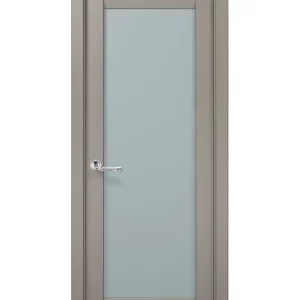 Solid French Door Frosted Glass | Planum 2102 Ginger Ash | Single Regular Panel Frame Trims Handle | Bathroom Bedroom Sturdy Doors